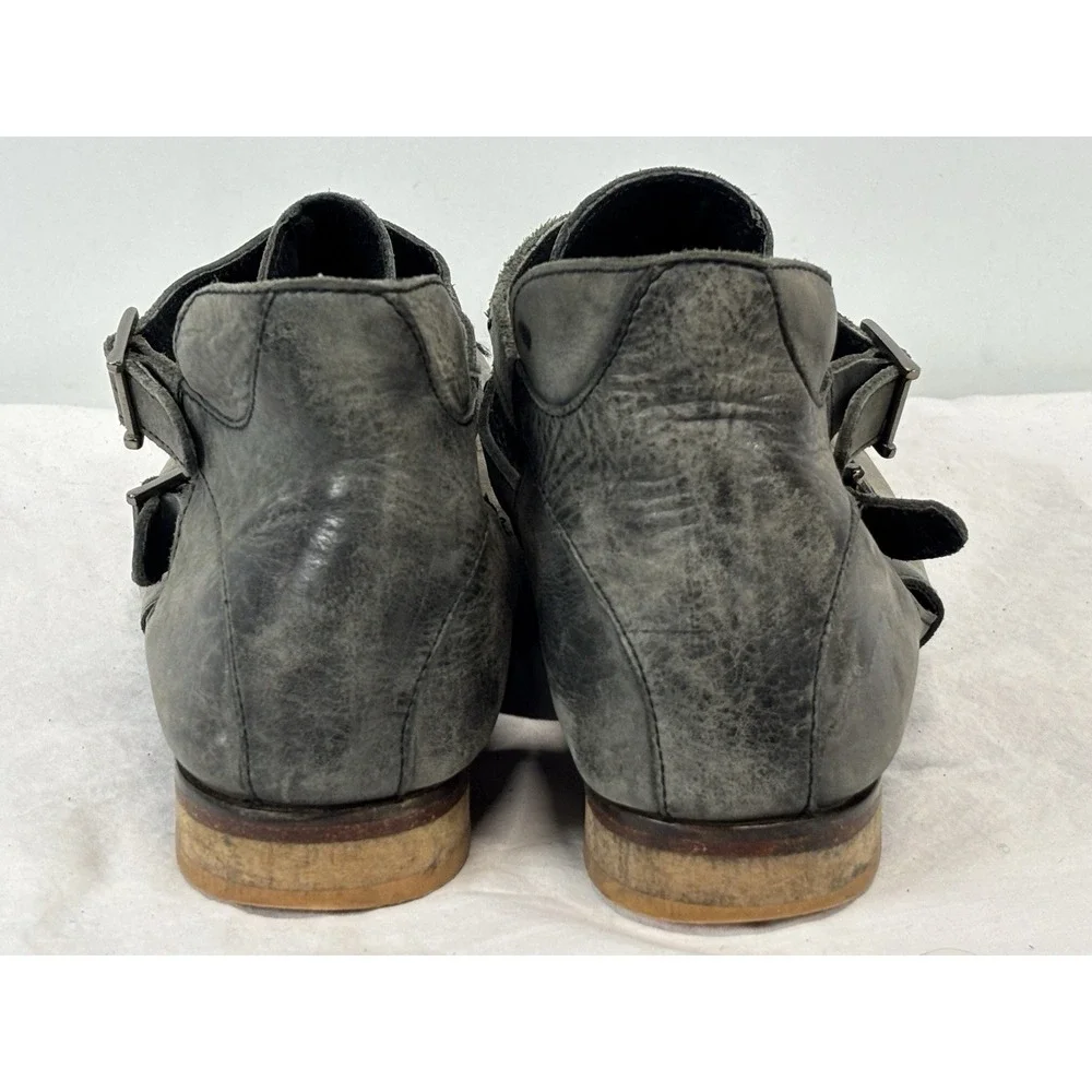 Free People Braeburn Ankle Boots Women's Distressed Grey Leather 39 9 Boho
